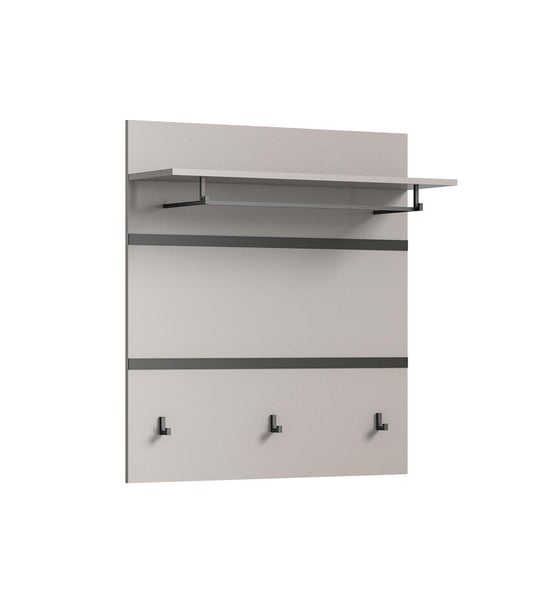 Jaru Wandgarderobe 1 Ablage, 1 Kleiderstange, 3 Kleiderhaken grau,schwarz. 85 X 25 X 93 cm