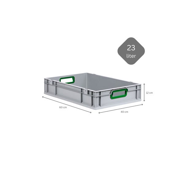 PROREGAL Spar Set 10x Eurobox Nextgen Color Mit Auflagedeckel & Schiebeschnappverschlüsse HxBxT 12 x 40 x 60 cm Griffe Grün Offen Glatter Boden