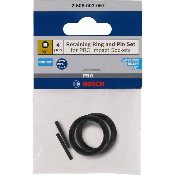 Bosch Haltering und Stift für PRO Impact Steckschlüsseleinsätze, 3/4 Zoll, 4‑tlg. - 2608003067