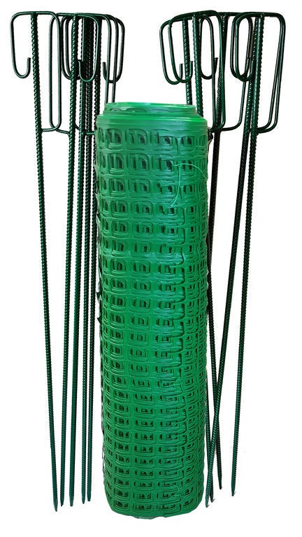 Fangzaun HEAVY 50 x 1 m Rolle schweres Modell grün oder orange 12kg + 12 Halter / Grün 50m + 12 Halter grün