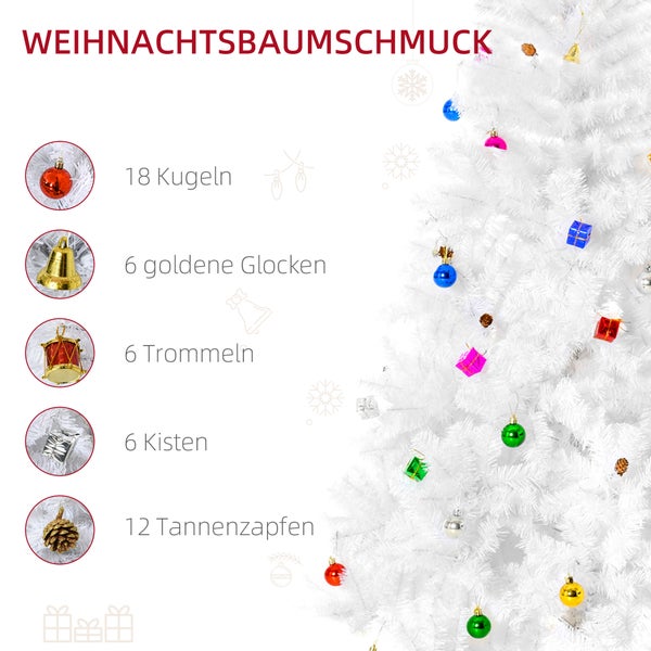 HOMCOM Weihnachtsbaum, Ø105 x H180 cm, PVC, Weiß