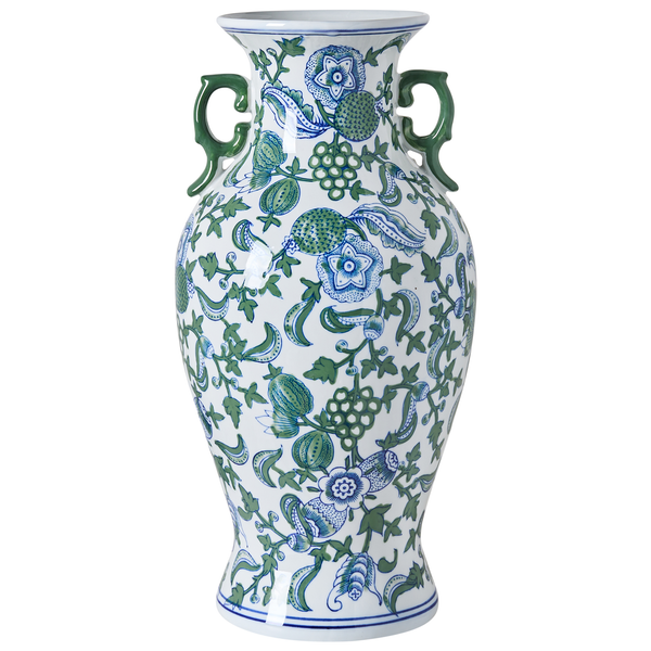 Vase mit Dekor und zwei Henkeln