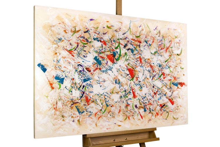 Handgemaltes Gemälde Acrylfarbe 120x80cm Beige