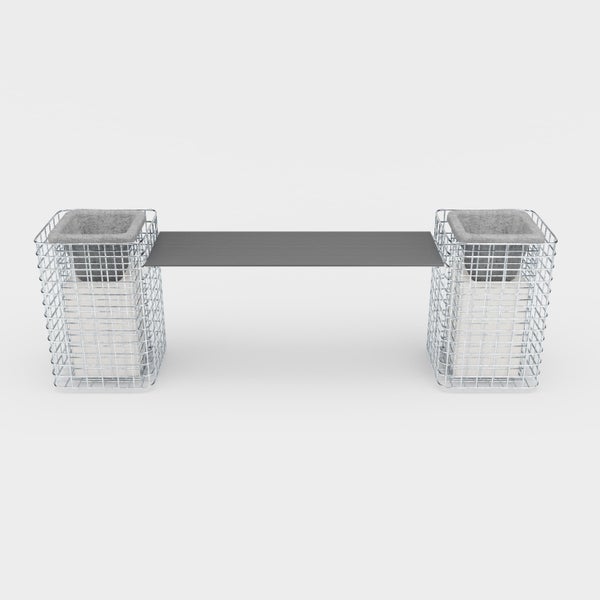 Gartenbank 2 Blumensäulen - 200 x 62 x 42 ( L x H x T) MW 5 x 5 cm feuerverzinkt, mit Recyclingauflage in anthrazit