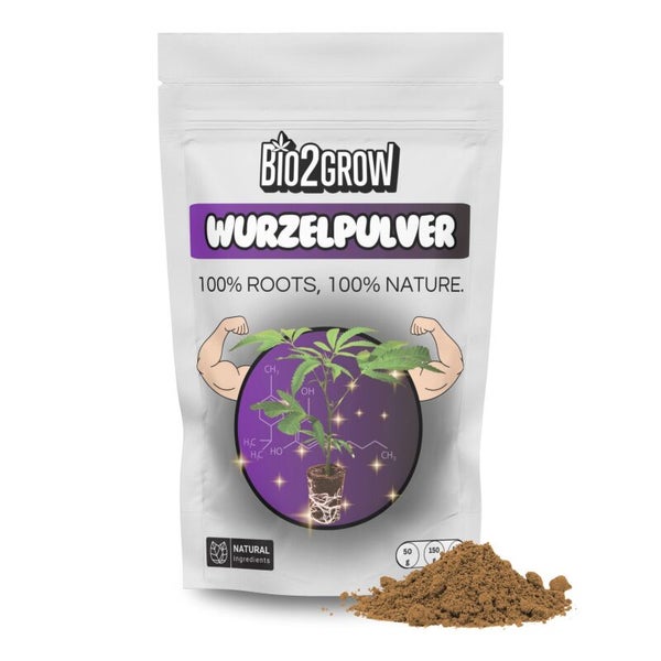 Bio2Grow Wurzelpulver Packung mit Wurzelstimulanz zur Pflanzenstärkung