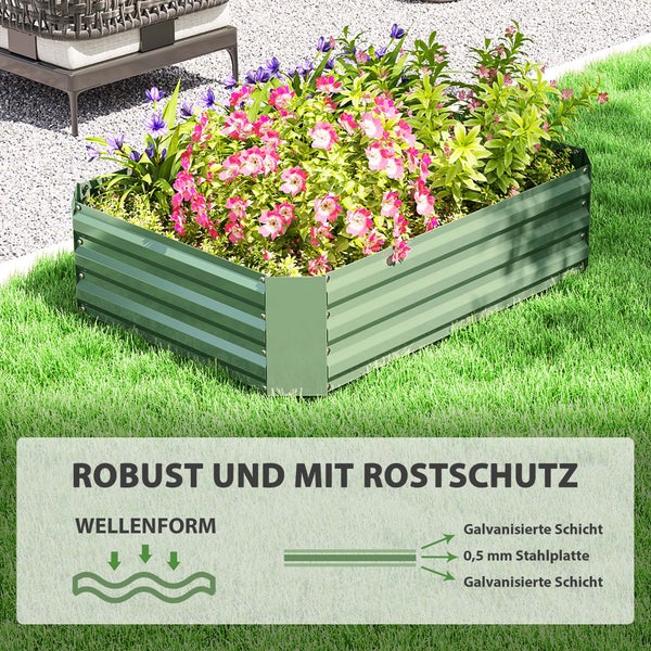 Outsunny Hochbeet aus Stahl, Pflanzbeet Frühbeet Gartenbeet Blumenkasten stapelbar, Pflanzkasten Gemüsebeet 120x90x30cm für Garten Balkon, Pflanzkübel für Blumen, Pflanzen, Gemüse