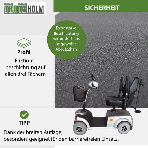 Trutzholm Logo. Rutschfeste Beschichtung für Sicherheit und barrierefreie Nutzung, geeignet für Elektromobile.