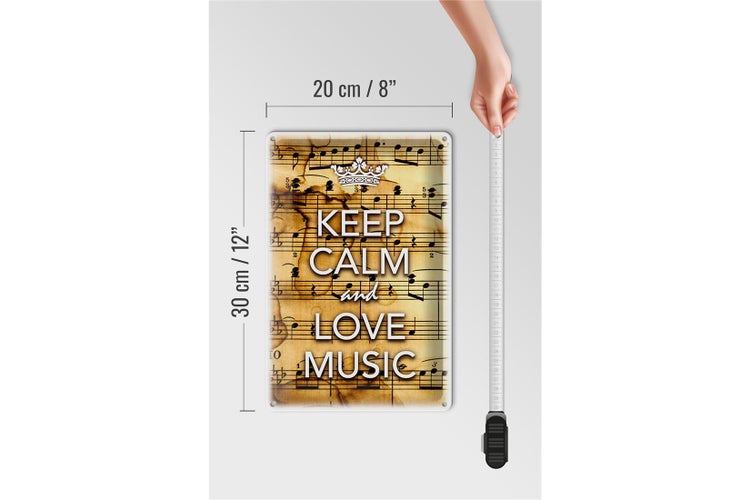 Blechschild Spruch 20x30cm Keep Calm and love music