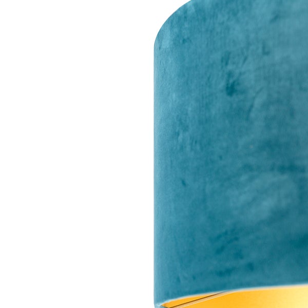 Velour Lampenschirm blau 50/50/25 mit goldener Innenseite
