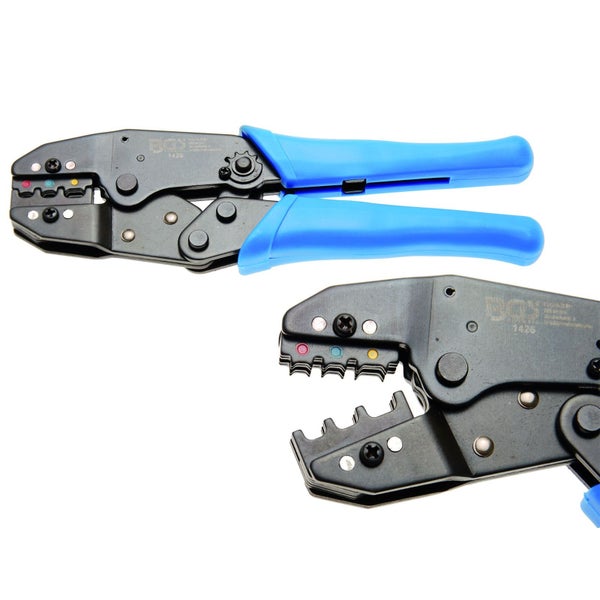 Zwei Kabelschuh-Crimpzangen mit blauen Griffen