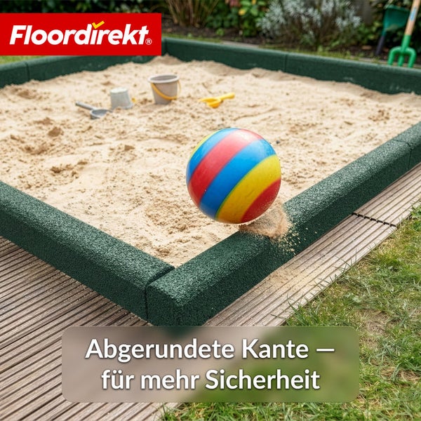 Sandkasten mit abgerundeten Kanten für mehr Sicherheit und Spielzeug