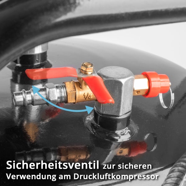 Sicherheitsventil für Druckluftkompressoren mit rotem Hebel