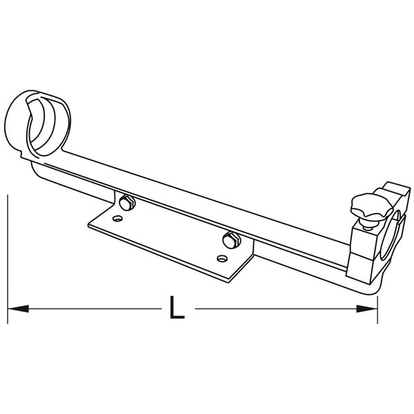 Rohrhalterung mit Längenangabe