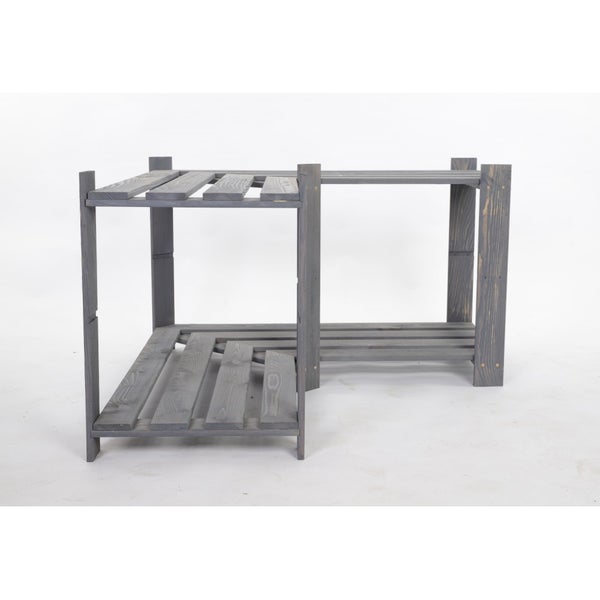 PROREGAL Eckregal Pinepeak HxBxT 50 x 85 x 38 cm 2 Fachboden 1,2 cm Dickes Kiefernholz Grau