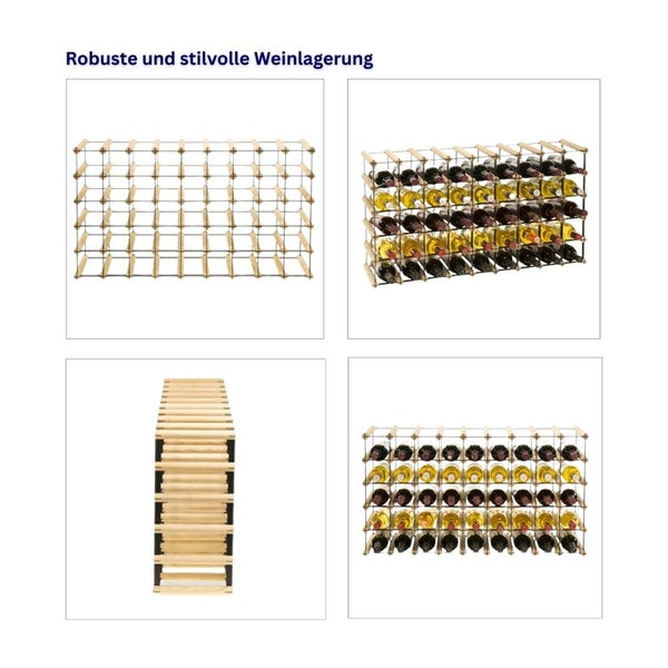 PROREGAL Modulares Weinregal Vinotega Mod Metal HxBxT 52,5 x 92,5 x 24,5 cm 9 x 5 Flaschen Massives Kiefernholz Natur