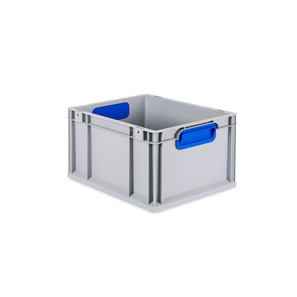 PROREGAL Spar Set 8x Eurobox Nextgen Color Mit Auflagedeckel & Schiebeschnappverschlüsse HxBxT 22 x 30 x 40 cm Griffe Blau Geschlossen Glatter Boden