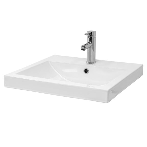 ML-Design Waschbecken aus Keramik Weiß 54,5x16x45 cm Eckig Einbauwaschbecken mit Hahnloch und Überlauf, Aufsatzwaschbecken Einbauwaschtisch Waschschale Waschplatz Handwaschbecken, für das Badezimmer