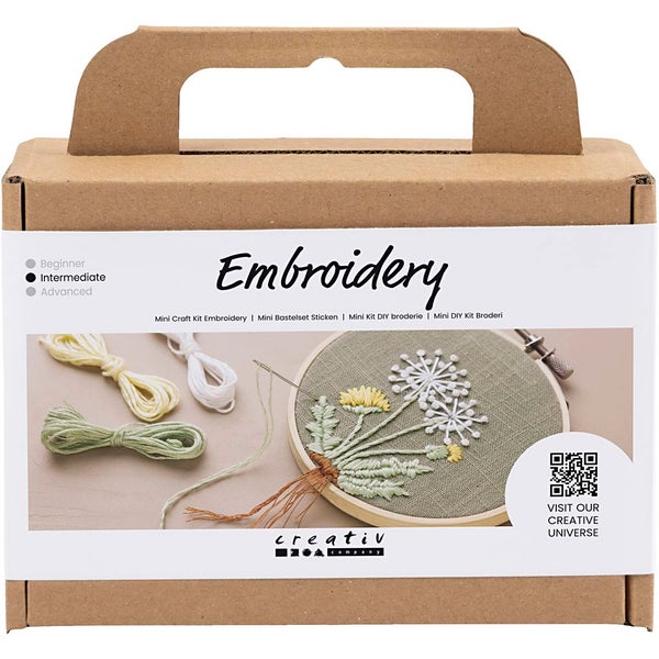 Creativ Company DIY Sets Sticken & Nadelstanzen Mini Kreativ Set Sticken, Staubgrün, Stickrahmen, Kreativ Box