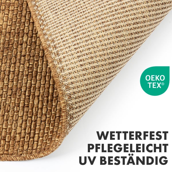 FLOORDIREKT Outdoorteppich - Wetterbeständiger Außenteppich - Ella - Braun - 80 x 150 cm