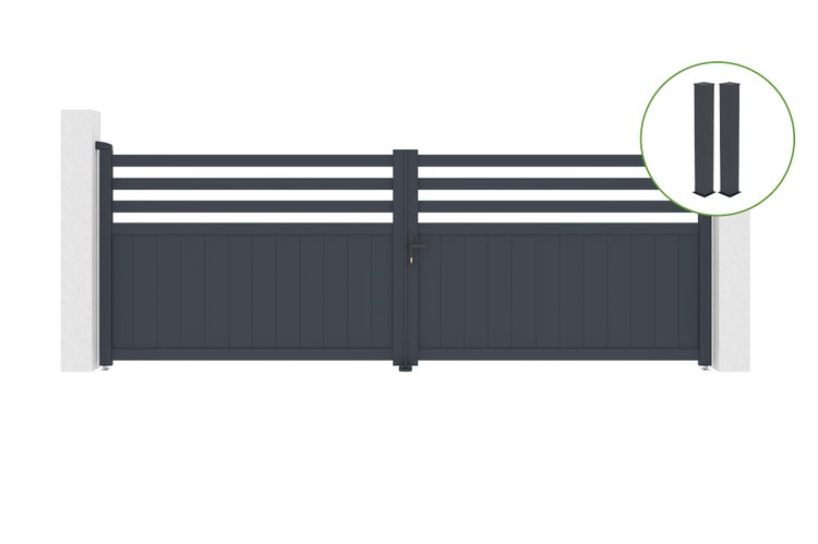 Doppeltor mit horizontalen Streben zwischen zwei Pfeilern