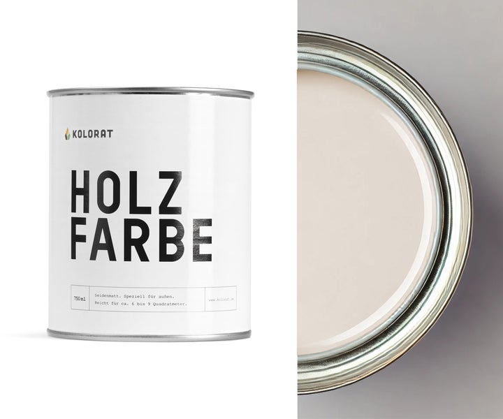 Kolorat Holzfarbe, wetterfest für Außen - Cashmere K/5-9-14-0/T – 0.75L  Hochwertige Wetterschutzfarbe, höchste Deckkraft, Holzschutz - schützt vor UV-Strahlen und Witterung, schnelltrocknender Anstrich, ideal für Holz im Außenbereich