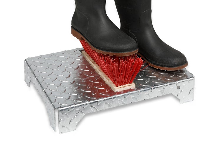 PROREGAL Robuster Schuhreiniger Mit Bürste HxBxT 45,5 x 35,5 x 17 cm Stahl Tränenblech Silber