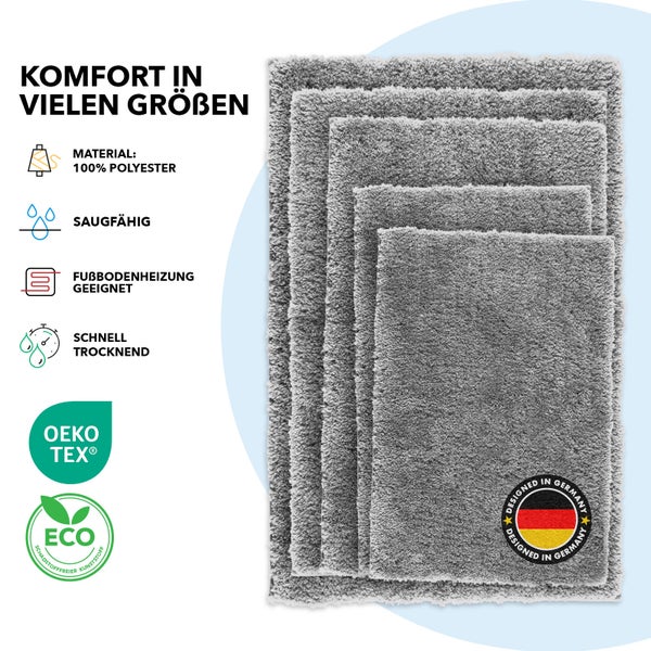 Graue Badteppiche aus Polyester in verschiedenen Größen