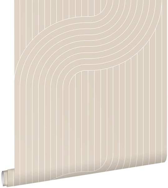 ESTAhome Tapete grafische Linien Beige - 50 x 900 cm - 139927
