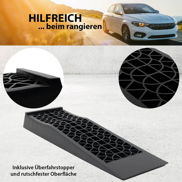 Reifenrampe mit Überfahrstopper und rutschfester Oberfläche