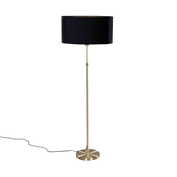 Stehlampe mit rundem Lampenschirm und Metallfuß