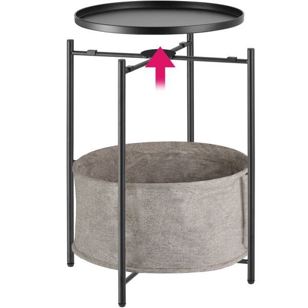 Beistelltisch tectake Canterbury 45,5 x 45,5 x 53 cm Stahl und Polyester schwarz