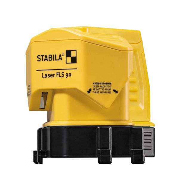 Stabila Laser FLS 90 Bodenlinienlaser mit gelbem Gehäuse und schwarzem Sockel.