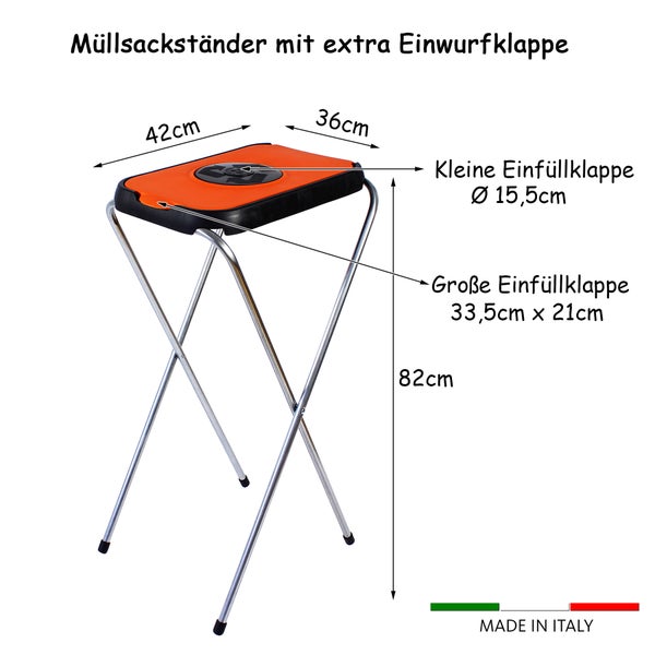 3x Müllsackständer SwingFix ORANGE 120L Blauer Gelber Sack Einer Mülleimer Müllbeutelständer Müllsackhalter 120L