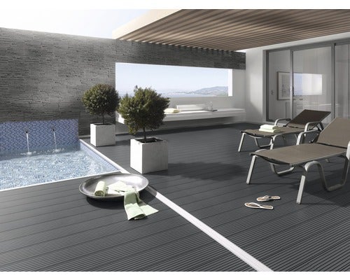 Terrassendiele WPC Konsta Silbergrau glatt 4000x145x26 mm