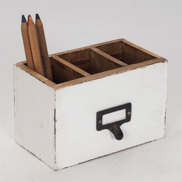 Stiftehalter-Box Vintage 19 Mahagoni 06 weiß-landhaus