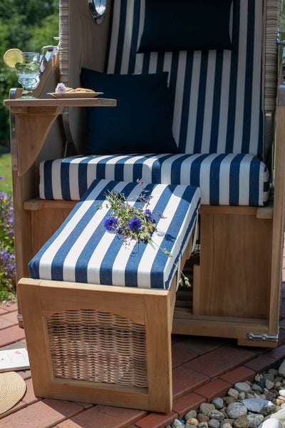 Strandkorb Rantum Single Bullauge Teak PE shell Dessin 561