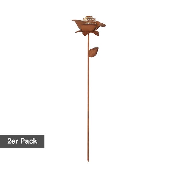 Zweierpackung Rosen Solarleuchten aus Metall für den Garten