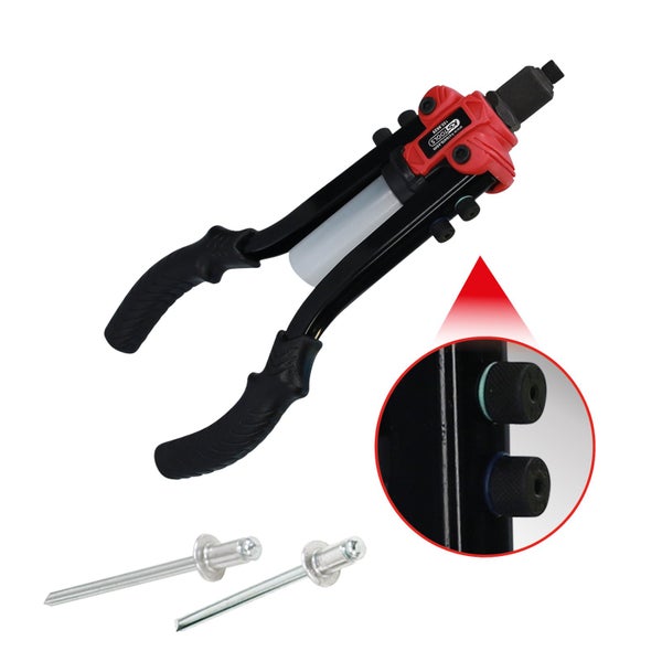 Blindnietenzange mit Nieten und KS Tools Logo