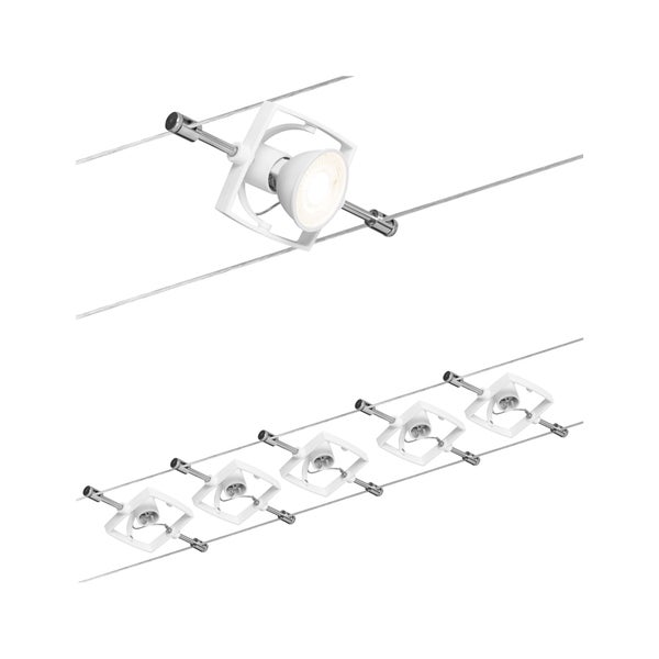 Seilsystem Mac II Basisset GU5,3 max. 5x10W dimmbar 230/12V Weiß