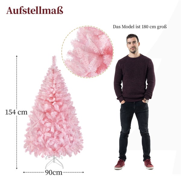Yaheetech 154 cm Künstlicher Weihnachtsbaum , Rosa