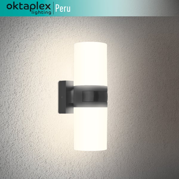 Aussenlampe mit Bewegungsmelder Aluminium 3000K Warmweiß IP65 20W Außenbeleuchtung Wandlampe mit Sensor Anthrazit