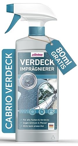 PLINTEX® 580ml Cabrio Verdeck Imprägnierung I Imprägnierspray für Textil- und Cabrio Stoffdach pflege I langanhaltende Versiegelung und PFC freier Verdeck Imprägnierer