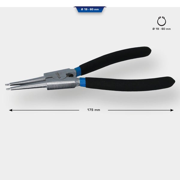BRILLIANT TOOLS Seegeringzange für Außensicherungsringe gerade 175 mm - BT067001