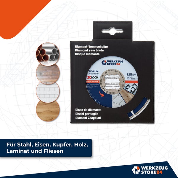Diamanttrennscheibe für Stahl, Eisen, Kupfer, Holz, Laminat und Fliesen