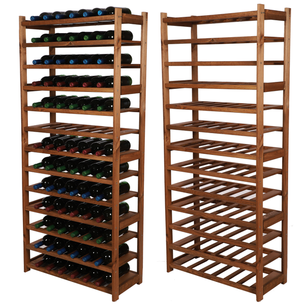 PROREGAL Weinregal SPREEWALD HxBxT 163x70x33cm 78 Flaschen auf 13 Ebenen Massives Kiefernholz Braun geölt