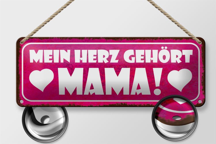 Blechschild Spruch 27x10cm mein Herz gehört Mama Dekoration