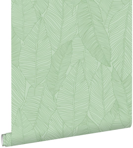 ESTAhome Tapete gezeichnete Blätter Grün - 50 x 900 cm - 139425