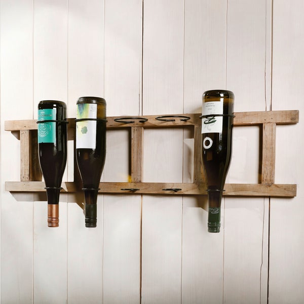 FRANK FLECHTWAREN | Hängeregal Wine, HOLZ, METALL, 80 x 10 x 20 cm