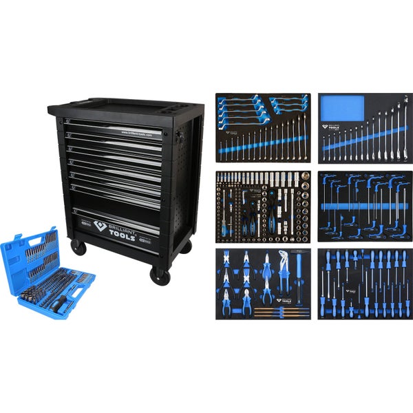 Werkzeugwagen mit Werkzeugsortiment und Bit-Set