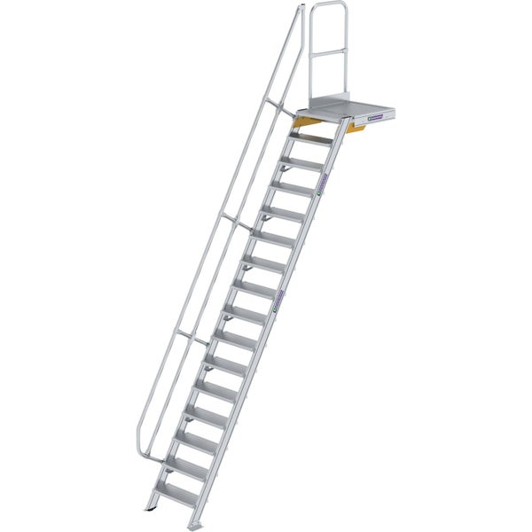 Günzburger Steigtechnik Treppe mit Plattform 60° Stufenbreite 600 mm 16 Stufen Aluminium geriffelt - 600376
